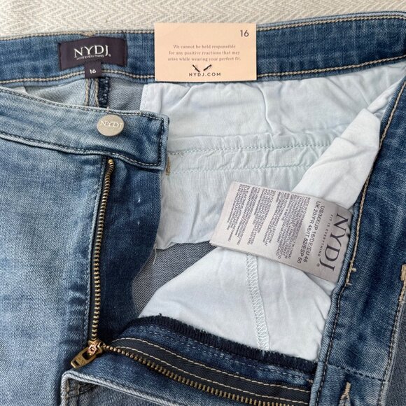 NYDJ Marilyn Straight Ankle Jeans Womens 16 Blue Stretch Patch Pocket - Picture 9 of 14